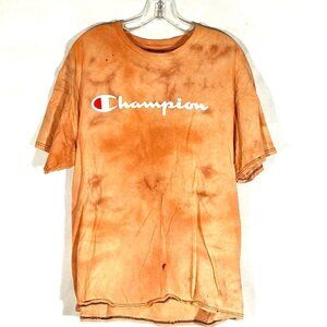 CHAMPION Distressed Workout Athletic Sport Tye Dye Acid Wash Tee T Shirt